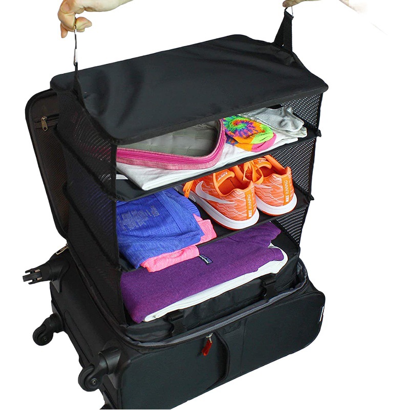 Amazon hogar bolsa de almacenamiento de ropa de gran capacidad bolsa colgante de almacenamiento plegable bolsa colgante de tres capas bolsa de viaje de negocios almacenamiento