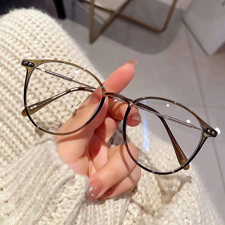New Anti-Blue Light Flat Glasses, Ultra-Light Makeup Artifact, Ins Style Literary Flat Glasses, Pure Desire, Cold Brown, Classy