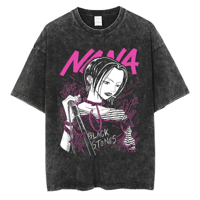 Men's and Women's Comic Art High-Quality Unisex 90S T-Shirt Washed Retro Japanese Nana Osaki Popular Harajuku t