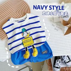 Children's Summer Outfit Set 2024 New Arrival Boys' Summer Top Thin Medium and Small Kids Sports Backless Top Trendy
