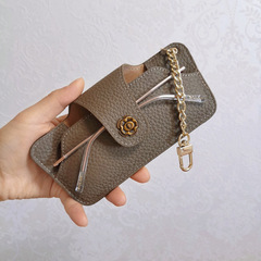 First-layer cowhide glasses bag, sunglasses storage bag, myopia glasses bag, genuine leather portable sunglasses bag, can hang glasses case