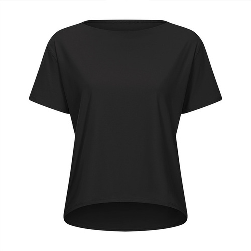 Cross-border same item yoga short-sleeved back in action loose sport top women's yoga cover-up