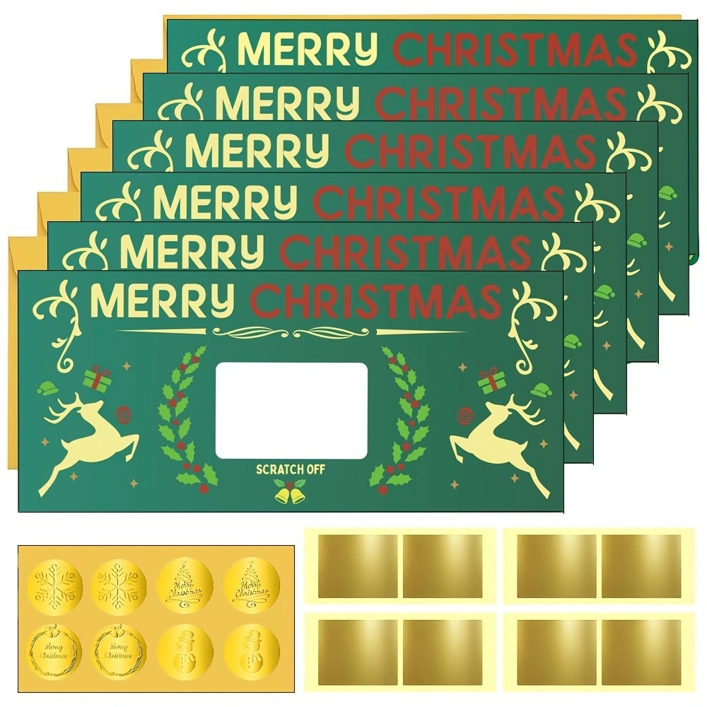 亚马逊热销现货圣诞刮刮卡惊喜礼物揭晓游戏卡片圣诞贺卡带信封