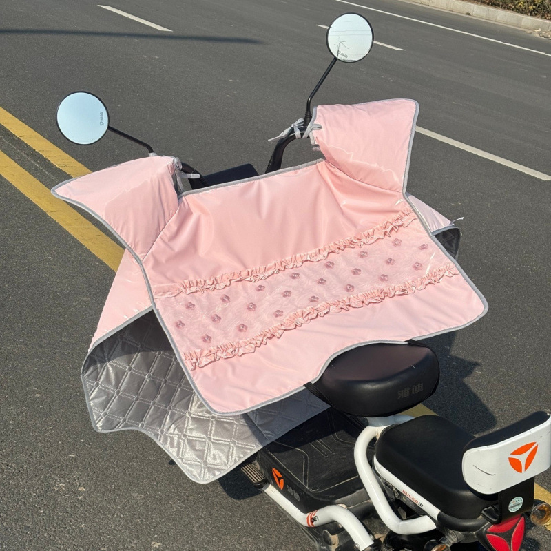 핑크 레이스 자수 물결 모양 가장자리 + 포켓 + 홀터 로프 - 새로운 스타일: 다운 재킷 방수 원단 공장 직접 판매