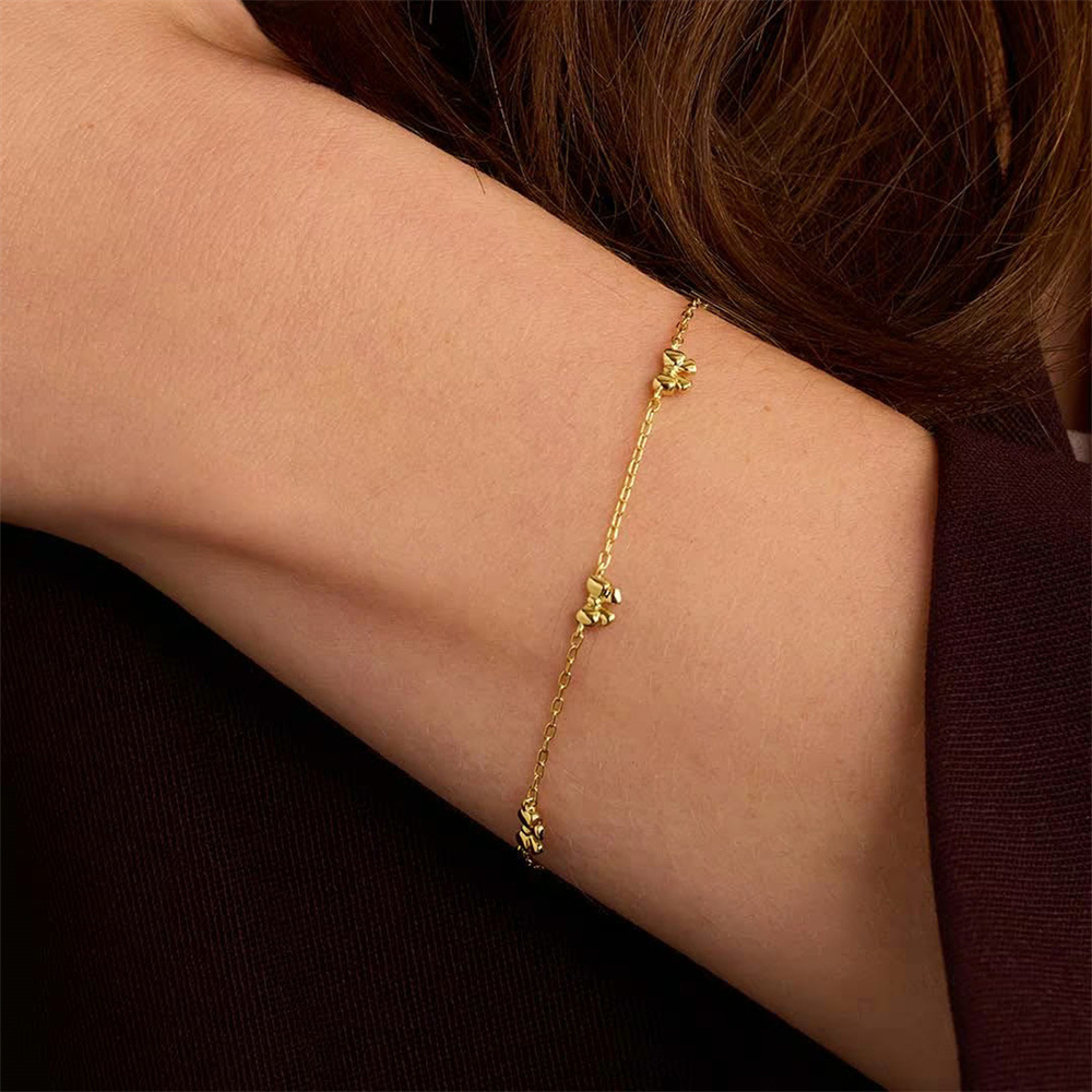1 Piece, 1 Set Quantity 1 Piece 1 Set 925 Sterling Silver Bow Knot Cable Chain Bracelets Necklace