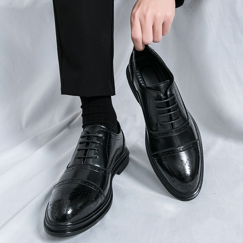 ShoeVault Chaussures de ville en cuir pour homme, assorties aux couleurs transfrontalières, pour mariage, affaires, style derby, lacets, décontractées, en cuir, taille S, livraison directe à l'unité._voghion.com