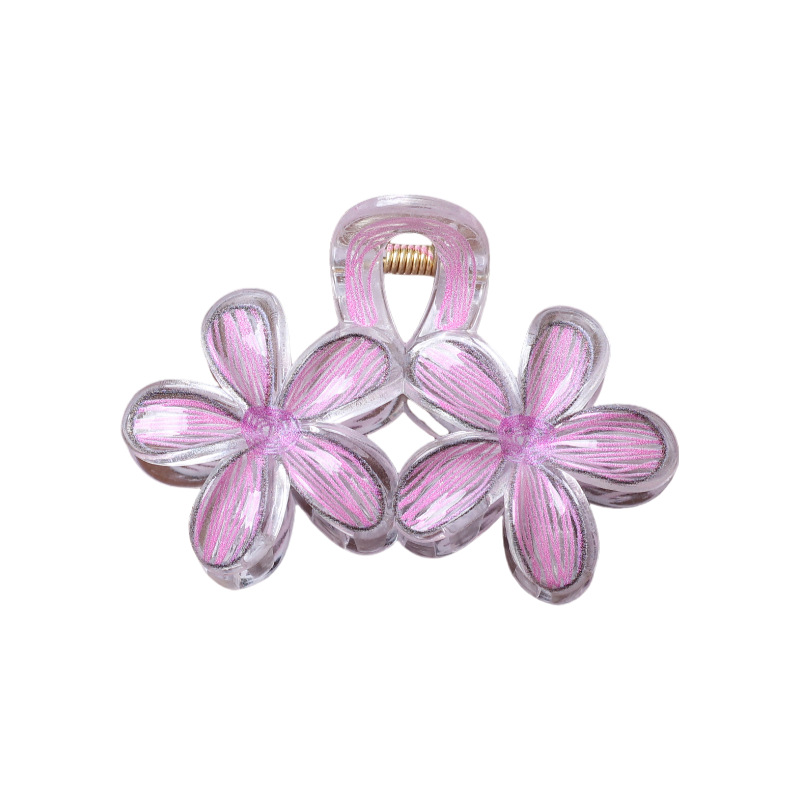 Clip de agarre de flor de frangipani de color caramelo caliente de Amazon transfronterizo Horquilla de flor de color transparente Horquilla de estilo de vacaciones de viaje