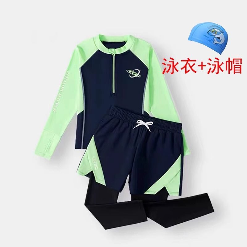 네이비 블루 스플릿 스타일 + 수영 모자