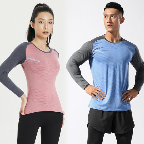 Autumn and winter basketball training clothing for men and women, round neck running fitness T-shirt, outdoor quick-drying clothing, long-sleeved men's style