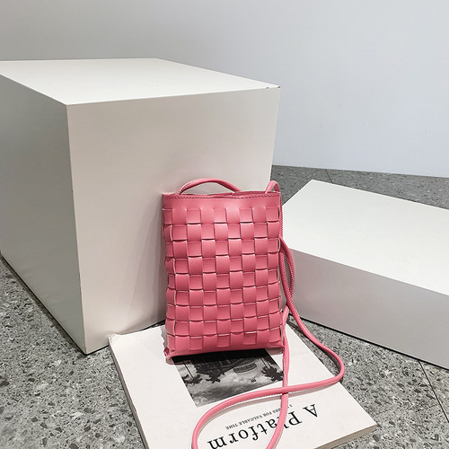 Woven mobile phone bag for women  Korean version new fashion shoulder bag simple small fresh casual crossbody bag cross-border