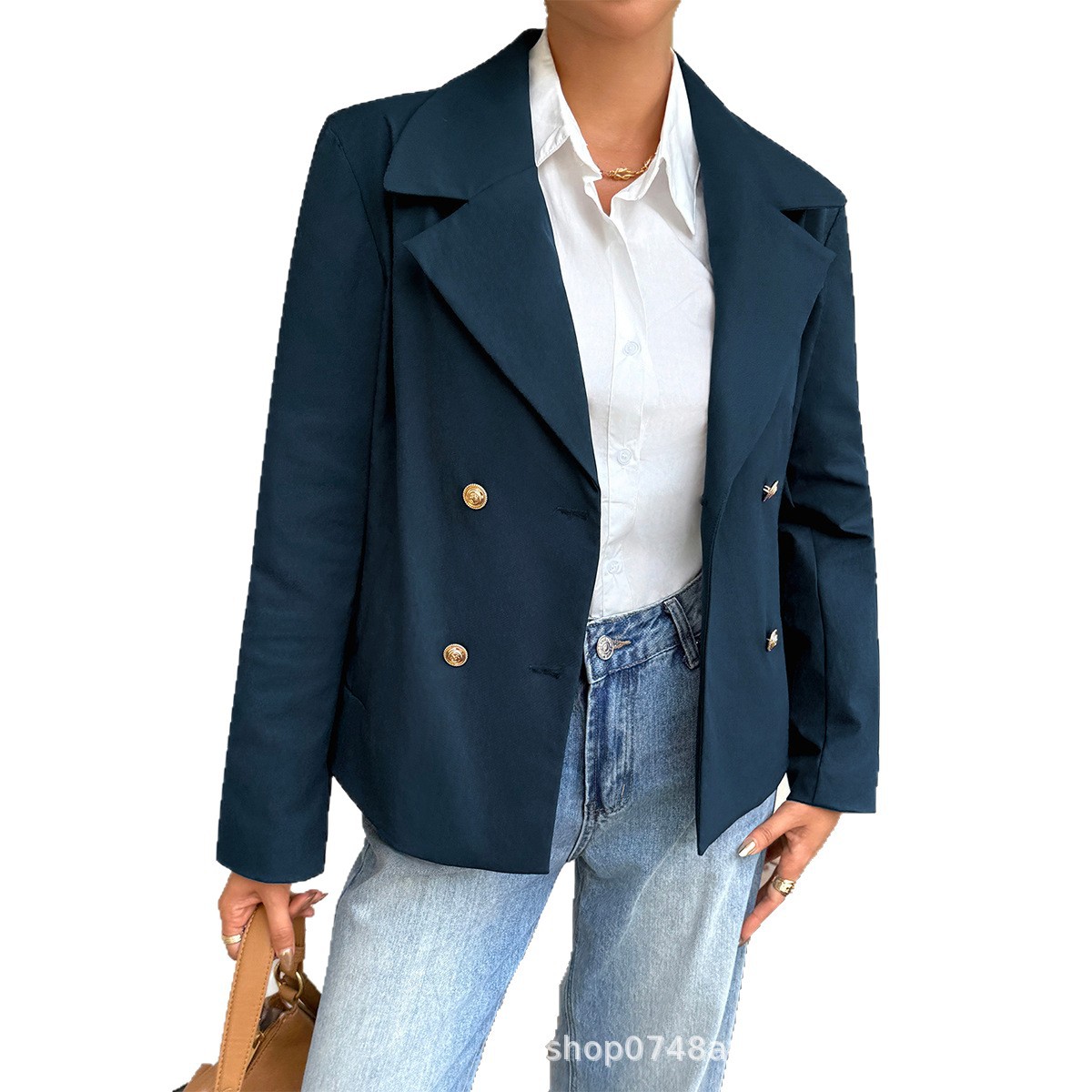 Women's Elegant French Style Blazer Button Down Long Sleeved Outerwear For Autumn Winter_voghion.com