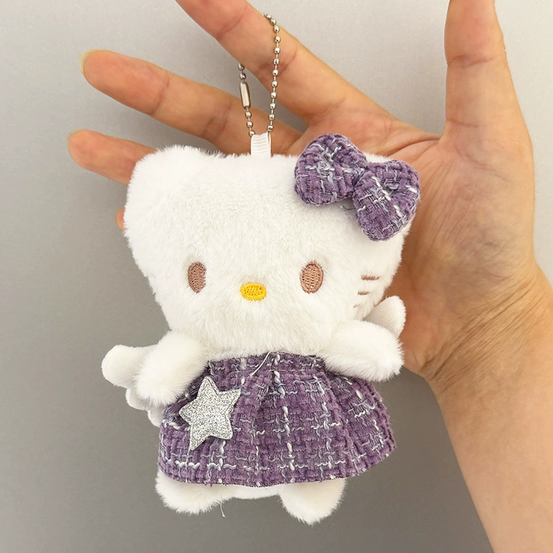 Плюшевый подвес (Hello Kitty) ангел, 9×6×13 см, мягкая игрушка с бантом и крыльями, подвес-цепочка или кольцо