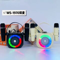 新型手提げ屋外k歌bluetoothスピーカー自慢灯携帯家庭用ダブルマイクサブウーファーWS-1970