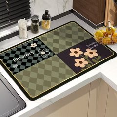 クロスボーダーチェック柄珪藻泥排水マットティーテーブル洗面台吸収性マット耐摩耗性と耐汚れ性の排水マット在庫あり