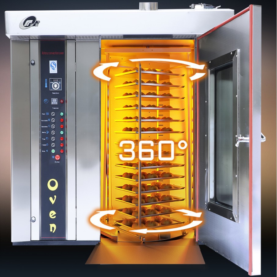 大型鸡内金焦馍旋转烤炉 电热16层32 64盘推车式商用热风桃酥烤箱