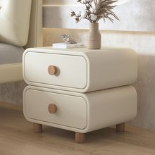 极简奶油风床头柜小型实木卧室家用床边小柜子简约现代收纳柜整装
