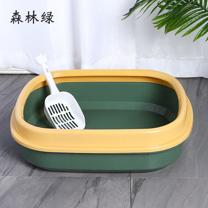 Personalizable alto borde con pala de arena para gatos anti-splash semi-cerrado lavabo de arena para gatos desmontable lavabo de arena para gatos mascotas