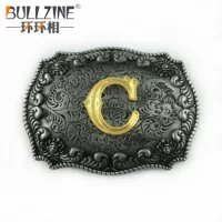 Prяжка для ремня Bullzine из цинкового сплава в западном джинсовом стиле с литерой C модель 03687, повседневная пряжка