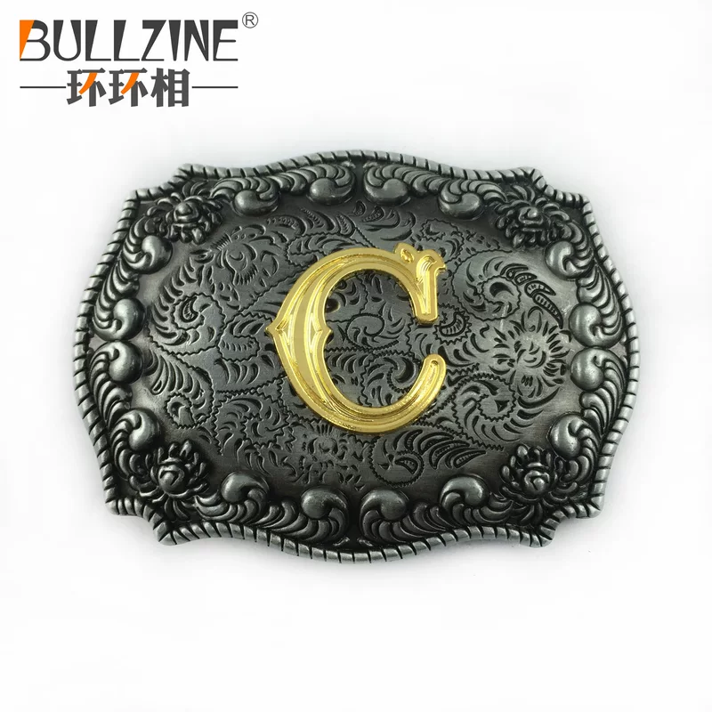 Prяжка для ремня Bullzine из цинкового сплава в западном джинсовом стиле с литерой C модель 03687, повседневная пряжка
