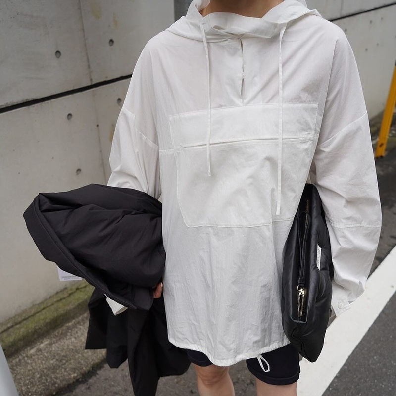 Dry crane day spring and summer ins blogger outdoor leisure mountaineering style hooded shirt fashionable loose top women