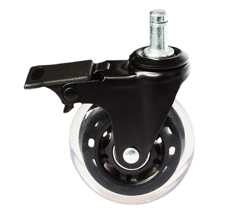 2/3 inch 2.5 inch pole PU office chair furniture universal caster with brake transparent back chair silent universal caster