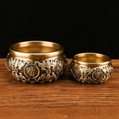 Brass Treasure Pot Ornament Eight Auspicious Treasure Pot Frosted Treasure Pot Household Desk Ornament Wholesale