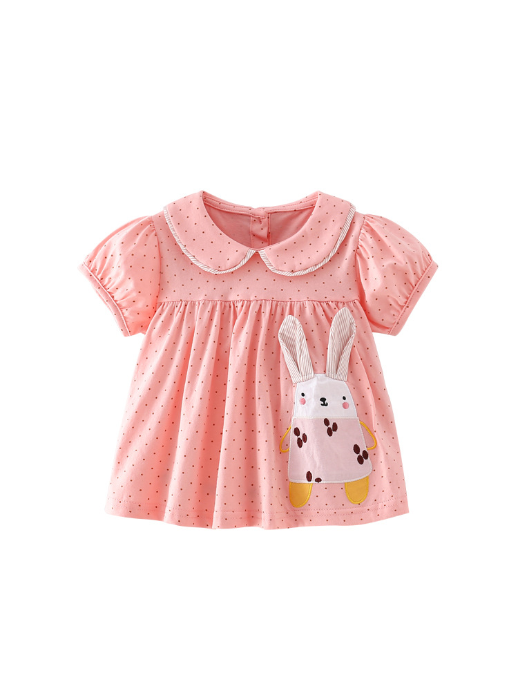 Camiseta de niña malwee transfronteriza verano nuevo estilo europeo y americano vestido para niños, camisas de cuello redondo, mangas cortas