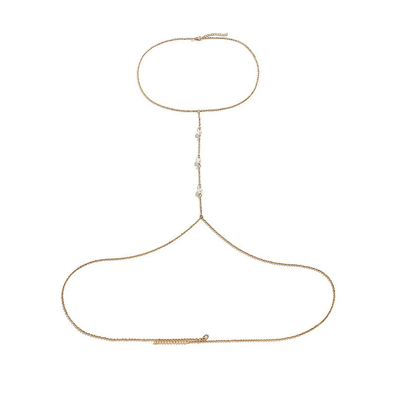 Цепочка на талию Body Chain с жемчужными акцентами, золотая или серебряная, 1–2 ряда