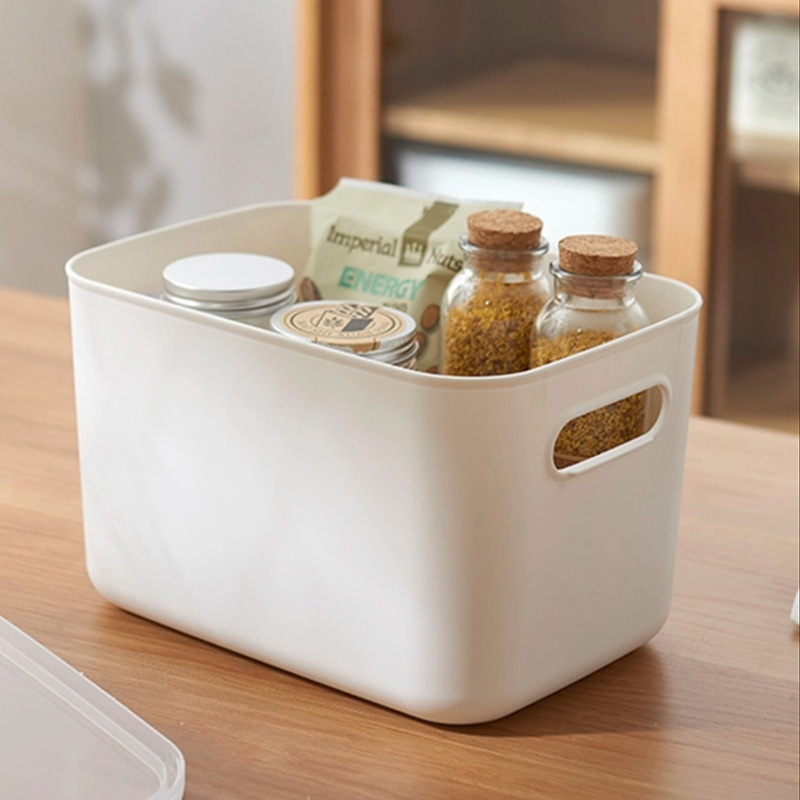 Desktop storage basket clothes storage box debris plastic snack storage box thickened storage box with lid basket