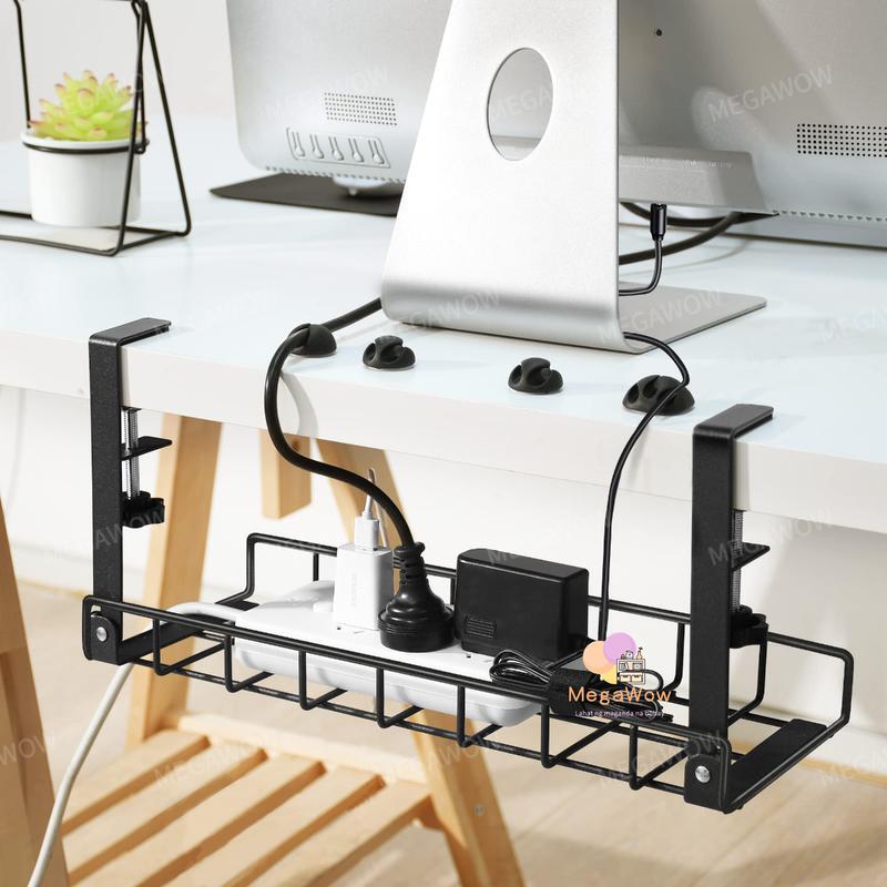 No-drill under-desk cable organizer rack, cable management rack, desktop storage rack, power strip hanging cable slot, under-desk storage No-drill under-desk cable organizer rack, cable management rack, desktop storage rack, power strip hanging cable slot, under-desk storage