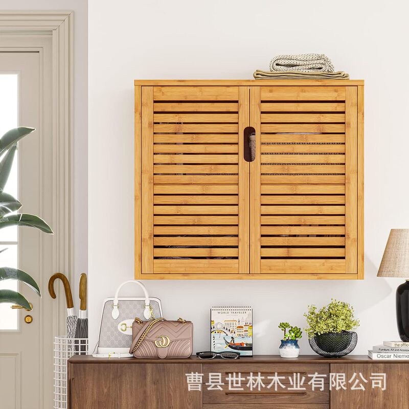 Space-Saving Wooden Bathroom Cabinet Household Wall-Mounted Bathroom Storage Cabinet Kitchen Wall Storage Organizing Cabinet