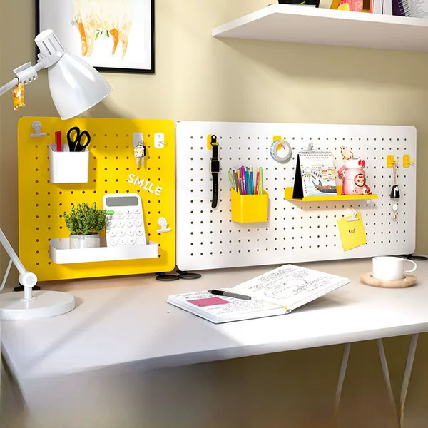 Factory Direct Sales Desktop Pegboard DIY Accessories Wall-Mounted Entryway Storage Rack No-Drill Office Desk Organizer