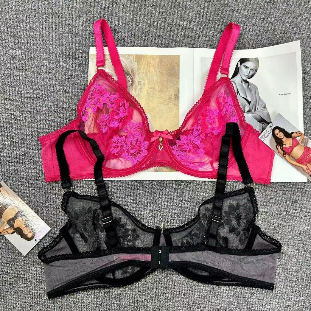 B0130 # stock Europa y América ropa interior plumas de acero sexy anillo de acero caliente reúnen bordado encaje amor