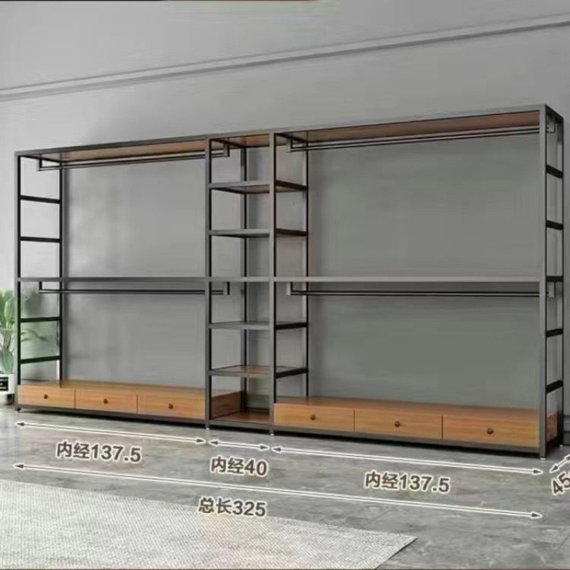 衣帽架钢结构衣柜家用卧室加厚双层加粗衣帽架两层金属简约现代|undefined