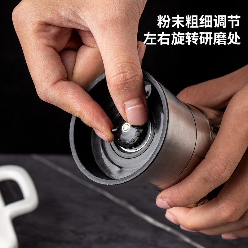 日本式胡椒研磨器キッチン家庭用ステンレス手動研削海塩粒サンショウ黒胡椒粉砕瓶|undefined