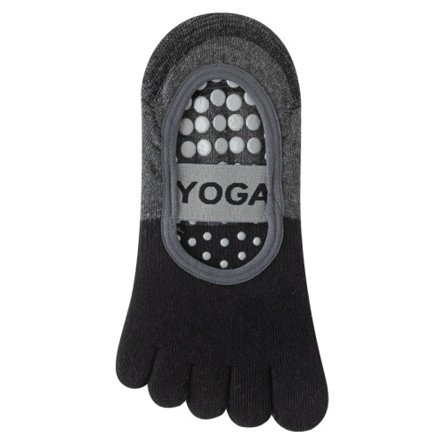 Cross-border glue Pilates yoga socks, color-blocked, strapped combed cotton professional non-slip women's five-finger split-toe socks