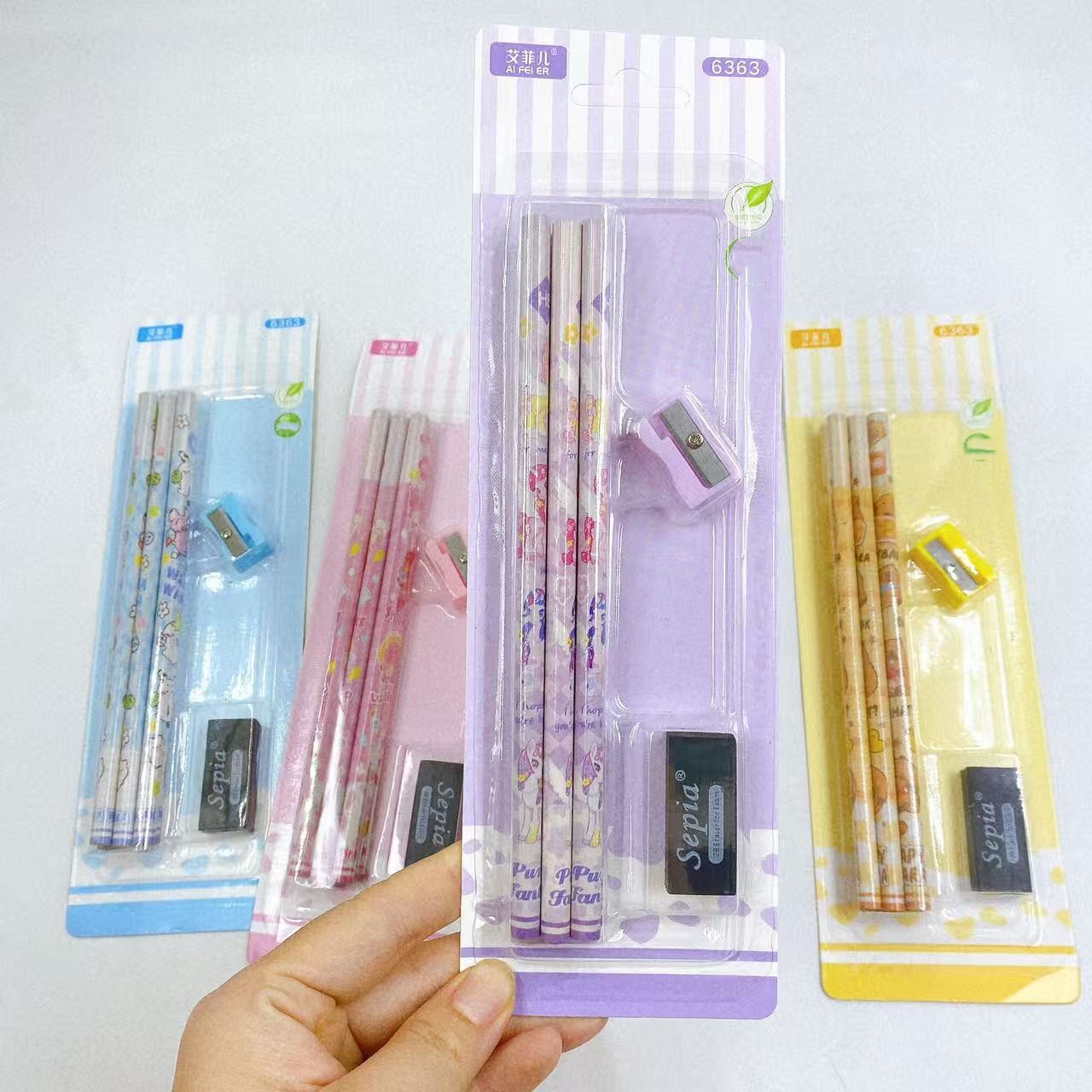 Kit de materiales escolares HB Pencil 6 paquetes de papelería infantil al por mayor para escribir, dibujar y dibujar lápiz al por mayor