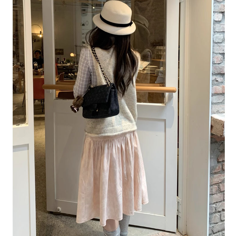 佩里月光纽扣设计显瘦百搭中裙两色半身裙A字裙女2025秋季新款潮|undefined