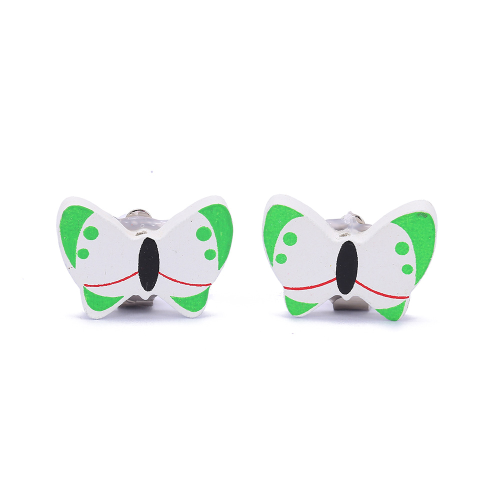 Cartoon Style Rabbit Unicorn Wood Stoving Varnish Womenu0027S Ear clips 1 Pair
