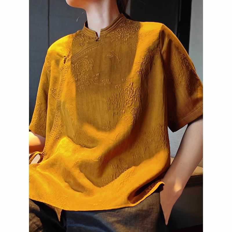 2026 Summer New Xiangyun Silk Shirt Mulberry Silk Satin Three-Dimensional Embossed Silk New Chinese Style Women's Top