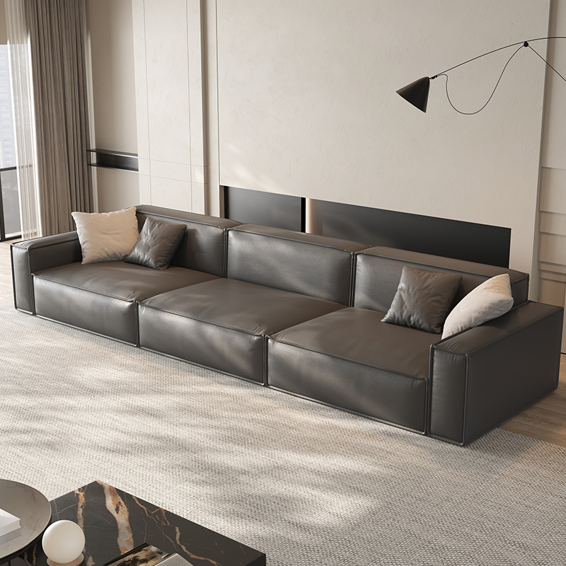 Nuevo sofá de cuero de lujo ligero italiano grande y pequeño apartamento sala de estar primera capa americana moderna función eléctrica sofá de doble uso