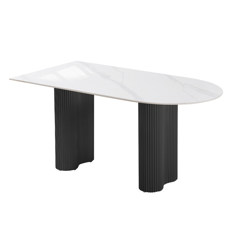 Mesa de comedor moderna y simple de tabla de roca casera estilo medieval nueva mesa de comedor casera hermosa mesa de piernas de maní