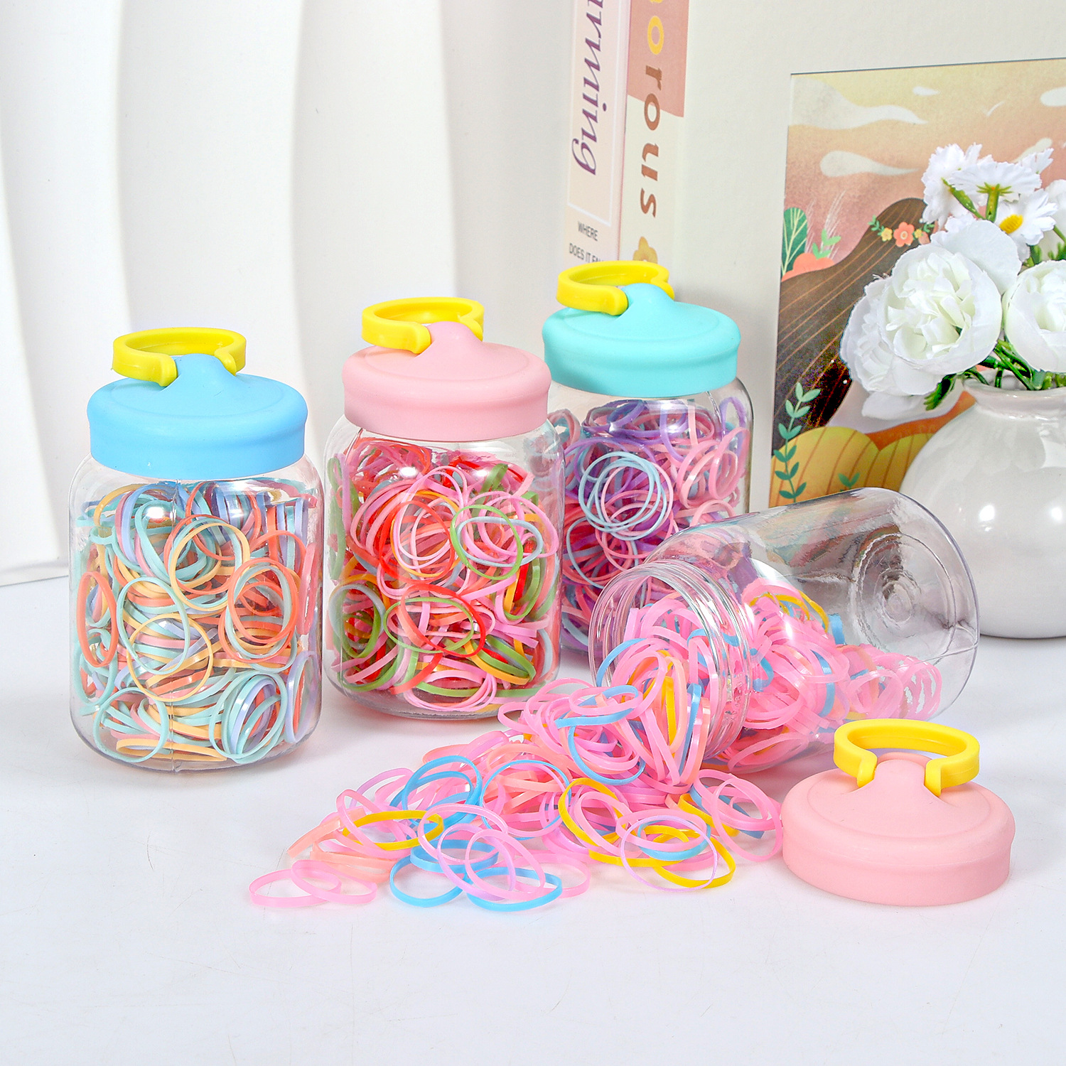 Banda de goma negra para niños, alto valor elástico, duradero, lazo para el cabello, no daña el cabello, anillo para el cabello de goma, accesorios para la cuerda para la cabeza, puesto