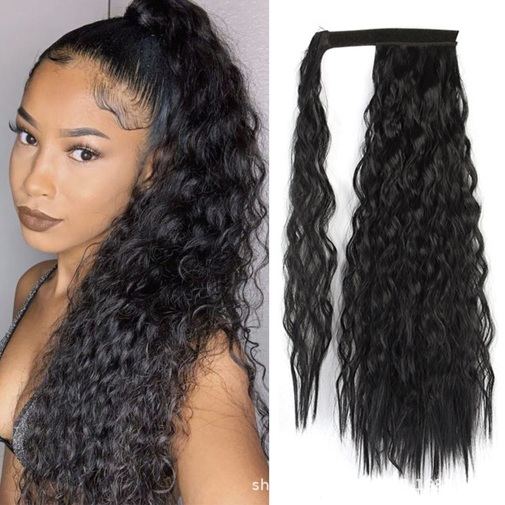 Peluca transfronteriza de Velcro alta Cola de Caballo explosión Cola de Caballo de onda de agua de fibra química caliente de maíz