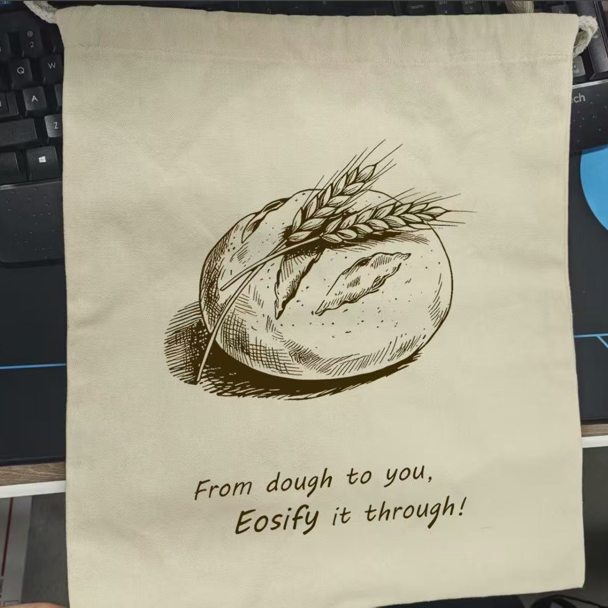 厂家批发棉布麻布棉布袋法式长棍面包收纳袋麻布束口袋可logo跨境