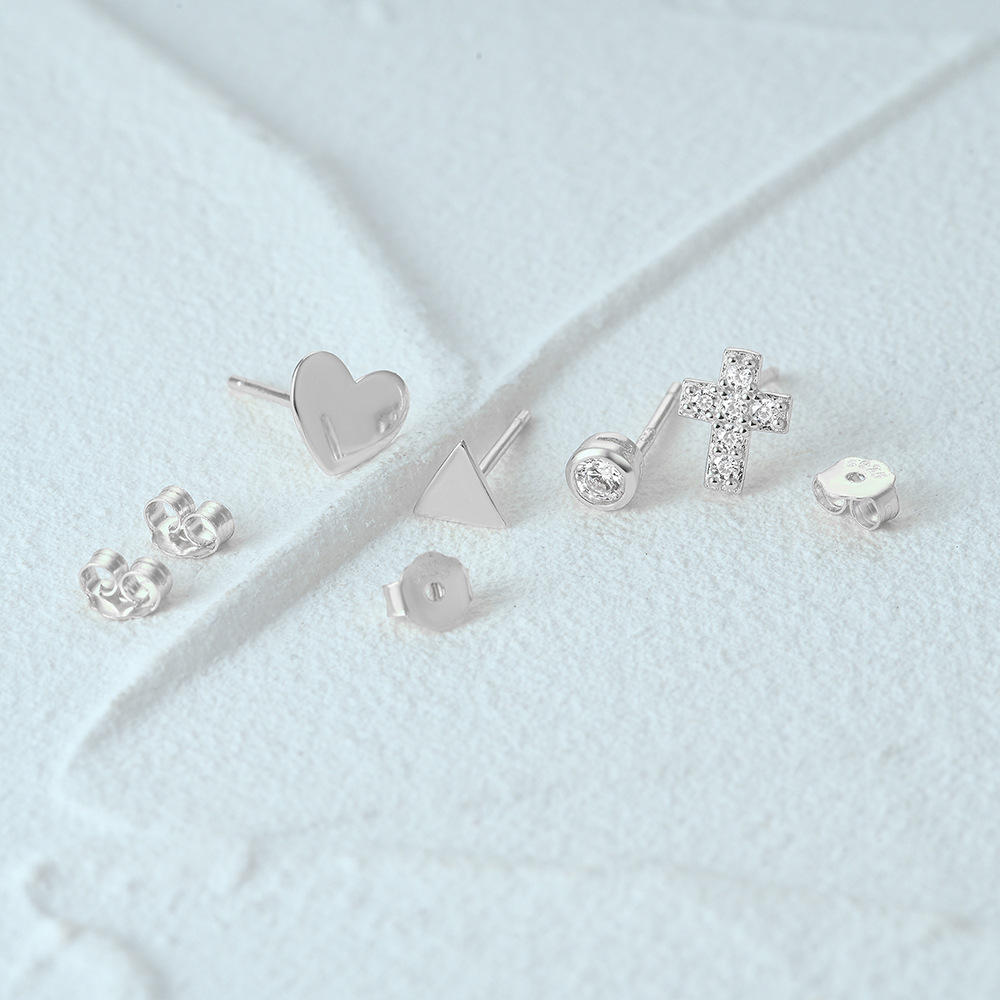 3g Weight Ear Studs Classification 1 Set Quantity Daily Occasion 925 Sterling Silver Material Star, Butterfly Pattern Women's Gender Plating Design Simple Style Style 1 Set 925 Sterling Silver Star Butterfly Ear Studs 67