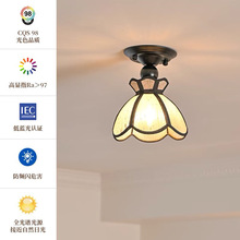 日式侘寂风玄关吸顶灯法式复古小户型餐厅花瓣灯中古过道阳台灯