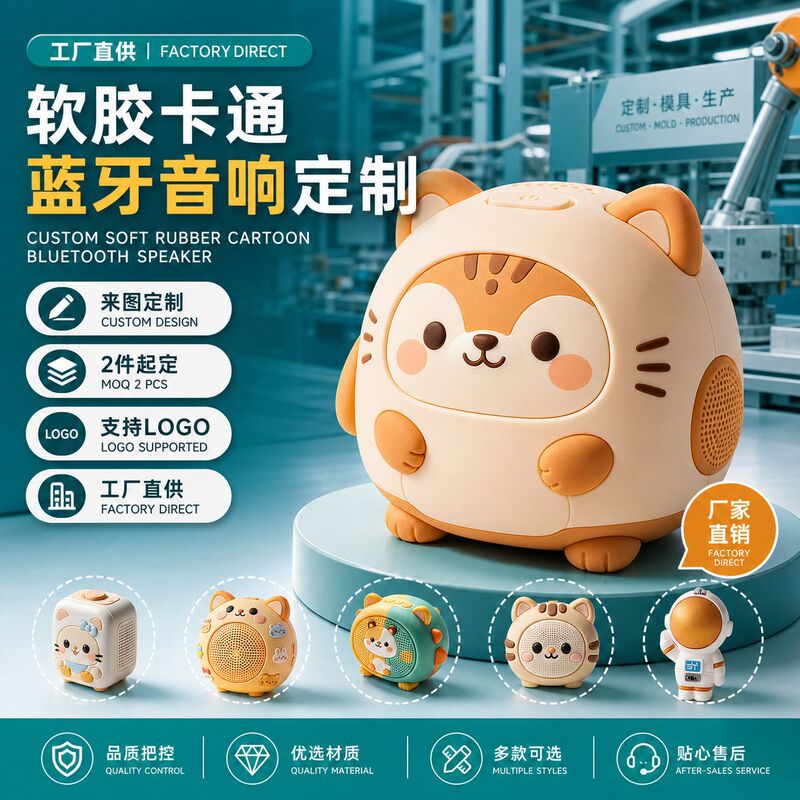 Customized cartoon Bluetooth speaker PVC soft rubber figure wireless speaker corporate IP gift derivatives bulk customization