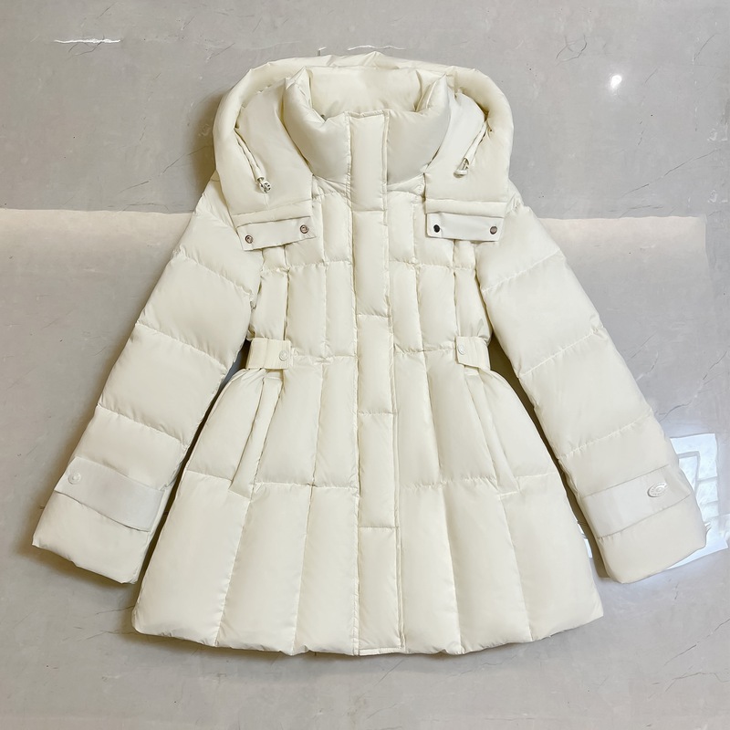 2025冬新款收腰羽绒服女中长款连帽加厚高品质白鸭绒网红显瘦外套|undefined