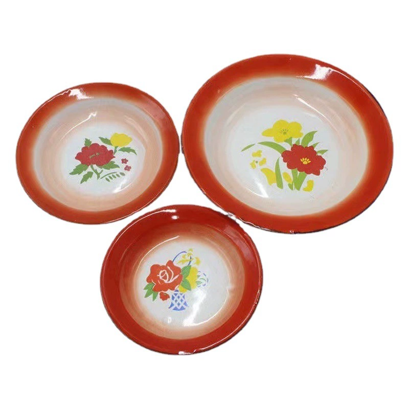 Винтажная винтажная эмалированная пластина ностальгическая железная тарелка тема Ресторан горячий горшок Мала стойл для барбекю окунание блюдо